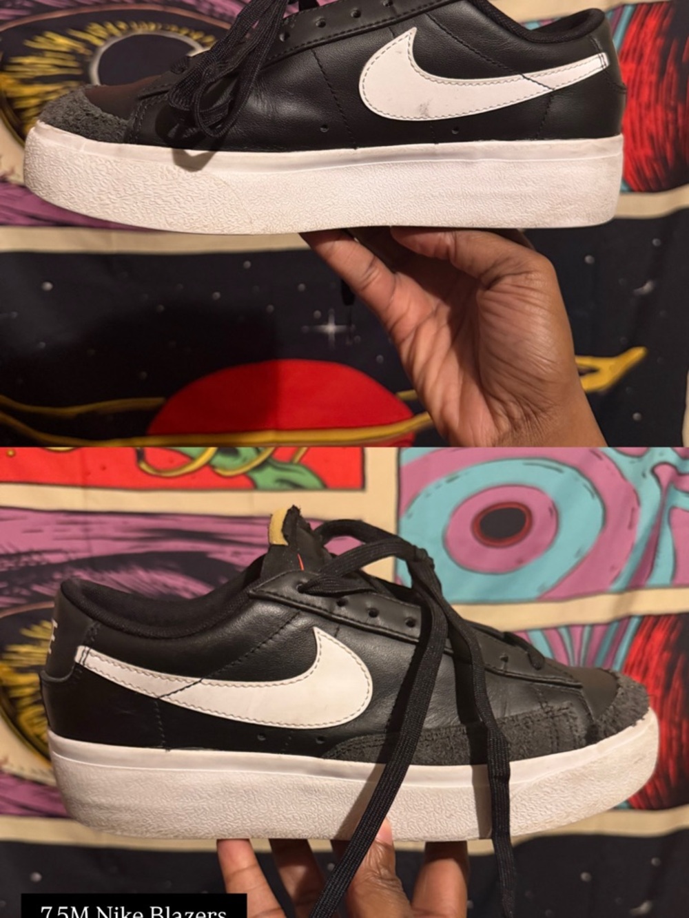 Nike Blazers Black and White Platform Sneakers